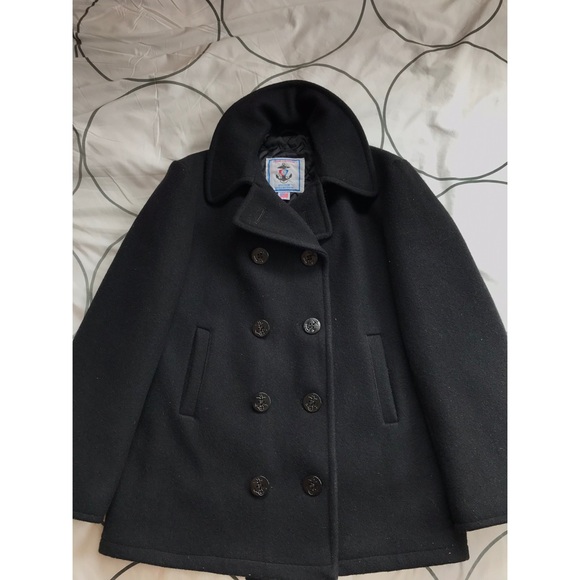 Black Anchor Pea Coat